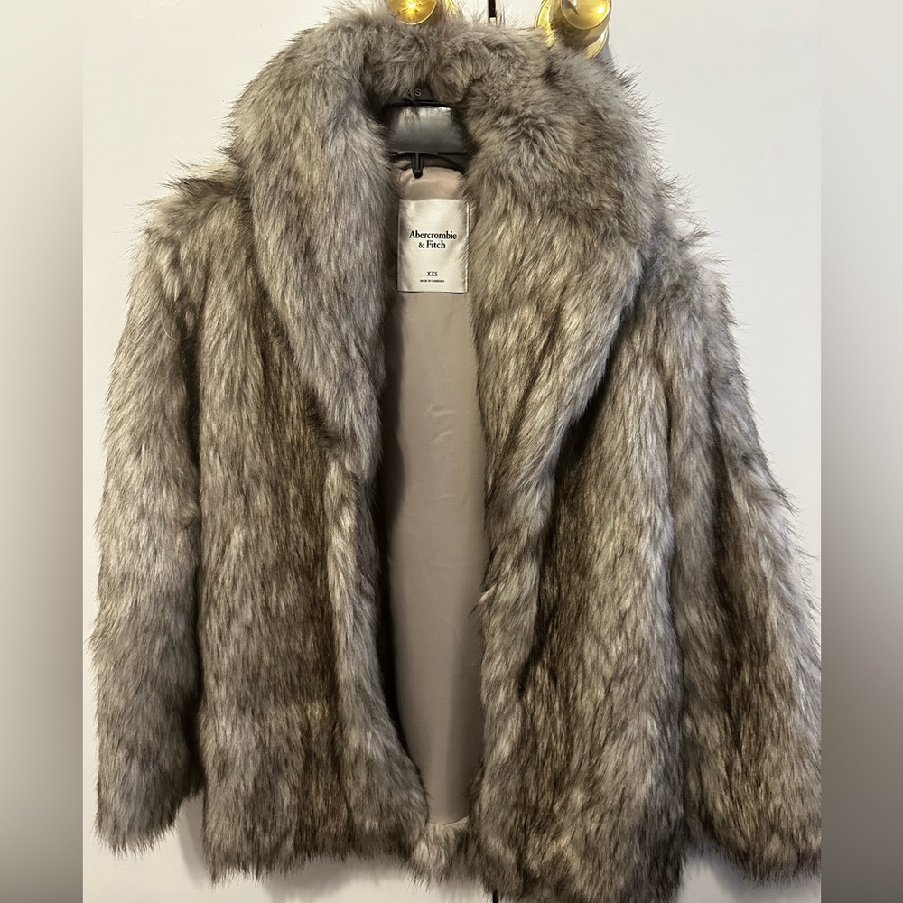 Abercrombie & Fitch Women's Faux Fur Teddy Jacket in Gray